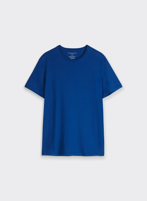 T-shirt Bleu roi Col Rond Manches Courtes en Coton organique / Coton recyclé - MAJESTIC FILATURES