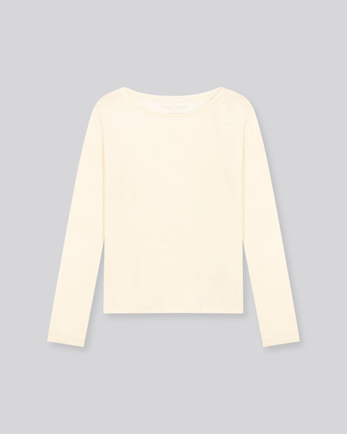 Graues Langarm-T-Shirt mit Rundhalsausschnitt aus Bio-Baumwolle / Kaschmir - MAJESTIC FILATURES