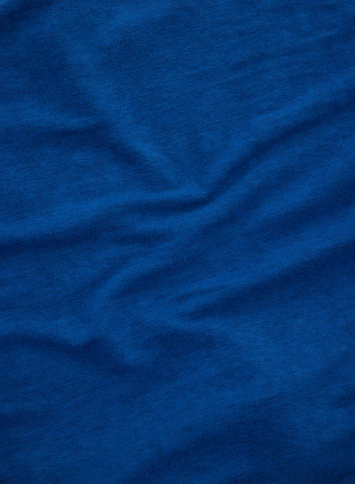 Tee shirt Bleu Manches Courtes Col Polo en Lin / Elasthanne - MAJESTIC FILATURES