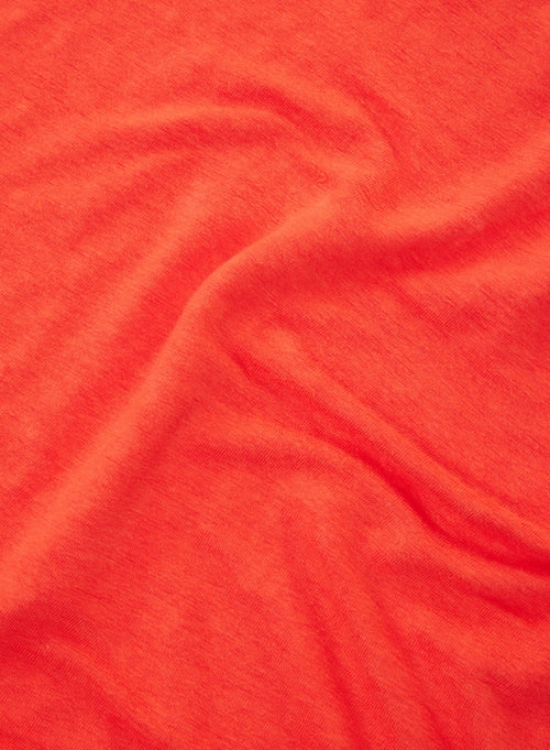 Orange Kurzarm-T-Shirt mit Rundhalsausschnitt aus Leinen / Elasthan - MAJESTIC FILATURES