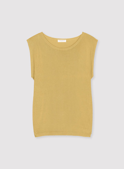 Pullovers Metal gold Manches Courtes Col Rond en Soie - MAJESTIC FILATURES