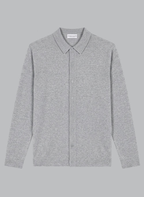 Chemise Grise Manches Longues en Cachemire - MAJESTIC FILATURES