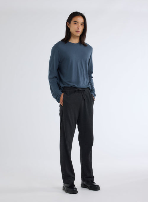 Pantalon Noir chiné en Coton Organique - MAJESTIC FILATURES